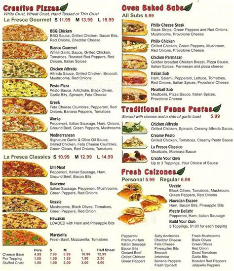 pizza fresca reviews|fresca pizza menu.